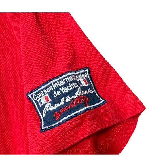 Paul & Shark Yachting Polo Shirt Mens Medium Short Sleeve Red Blue - Picture 5 of 7